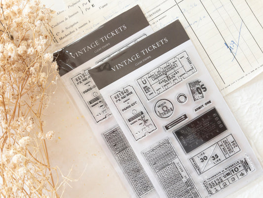 Clear stamp set: Vintage tickets (11 stamps) (August 2026 sub kit)