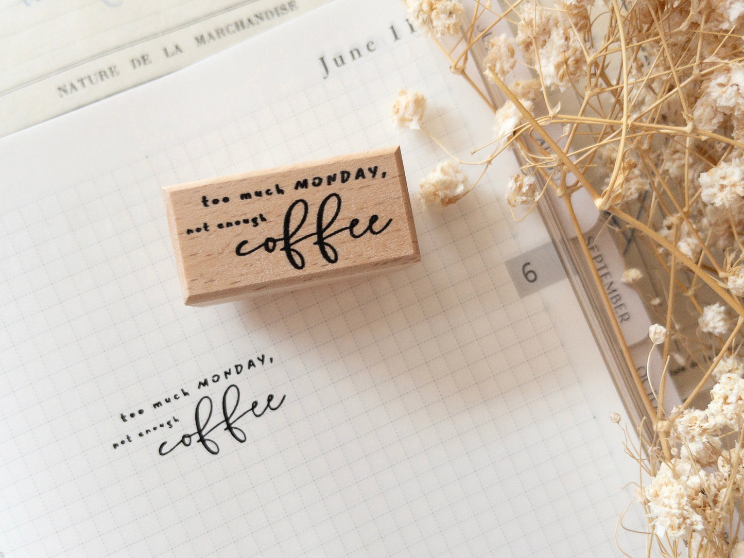 Too much Monday, not enough coffee: Rubber stamp
