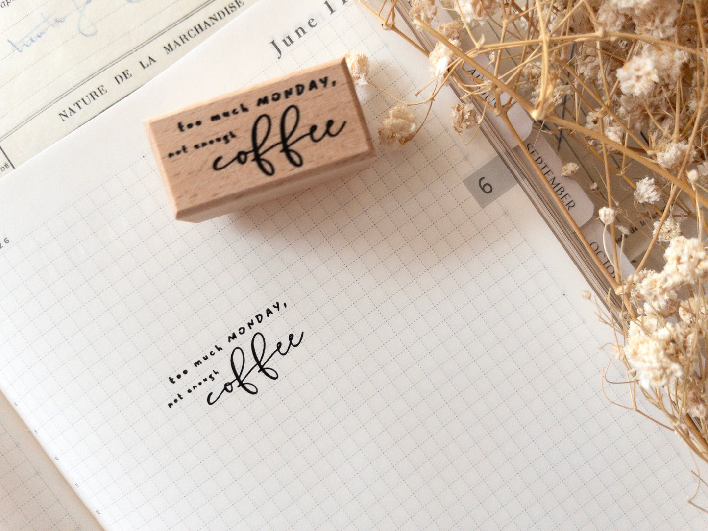 Too much Monday, not enough coffee: Rubber stamp