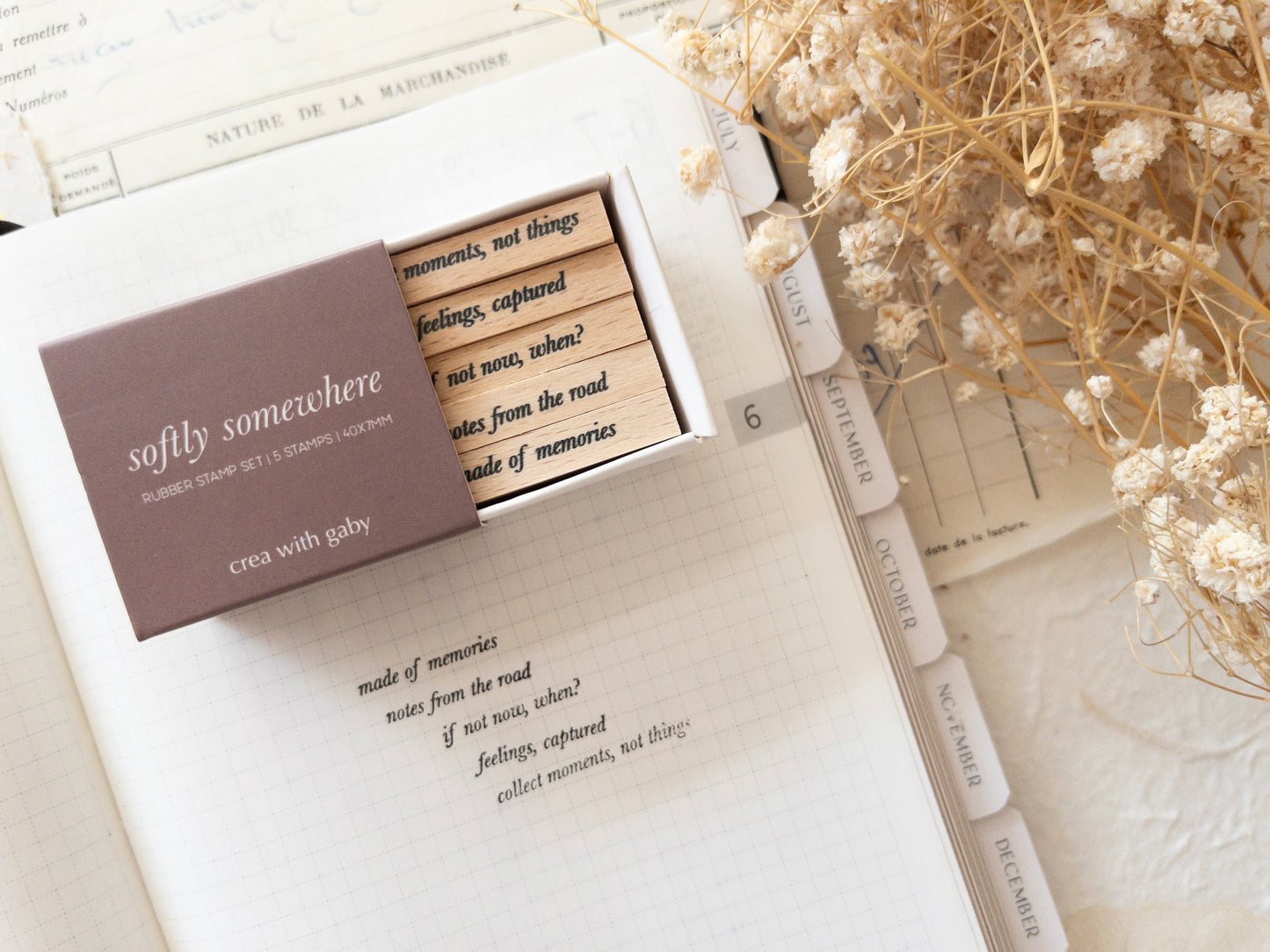 Rubber stamp set: Softly somewhere (Mini quotes)