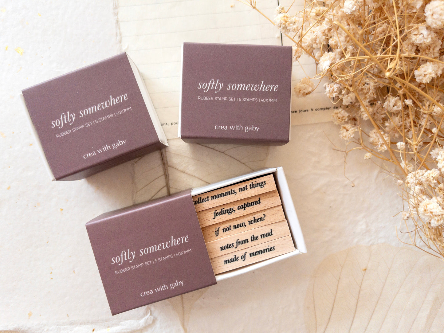 Rubber stamp set: Softly somewhere (Mini quotes)