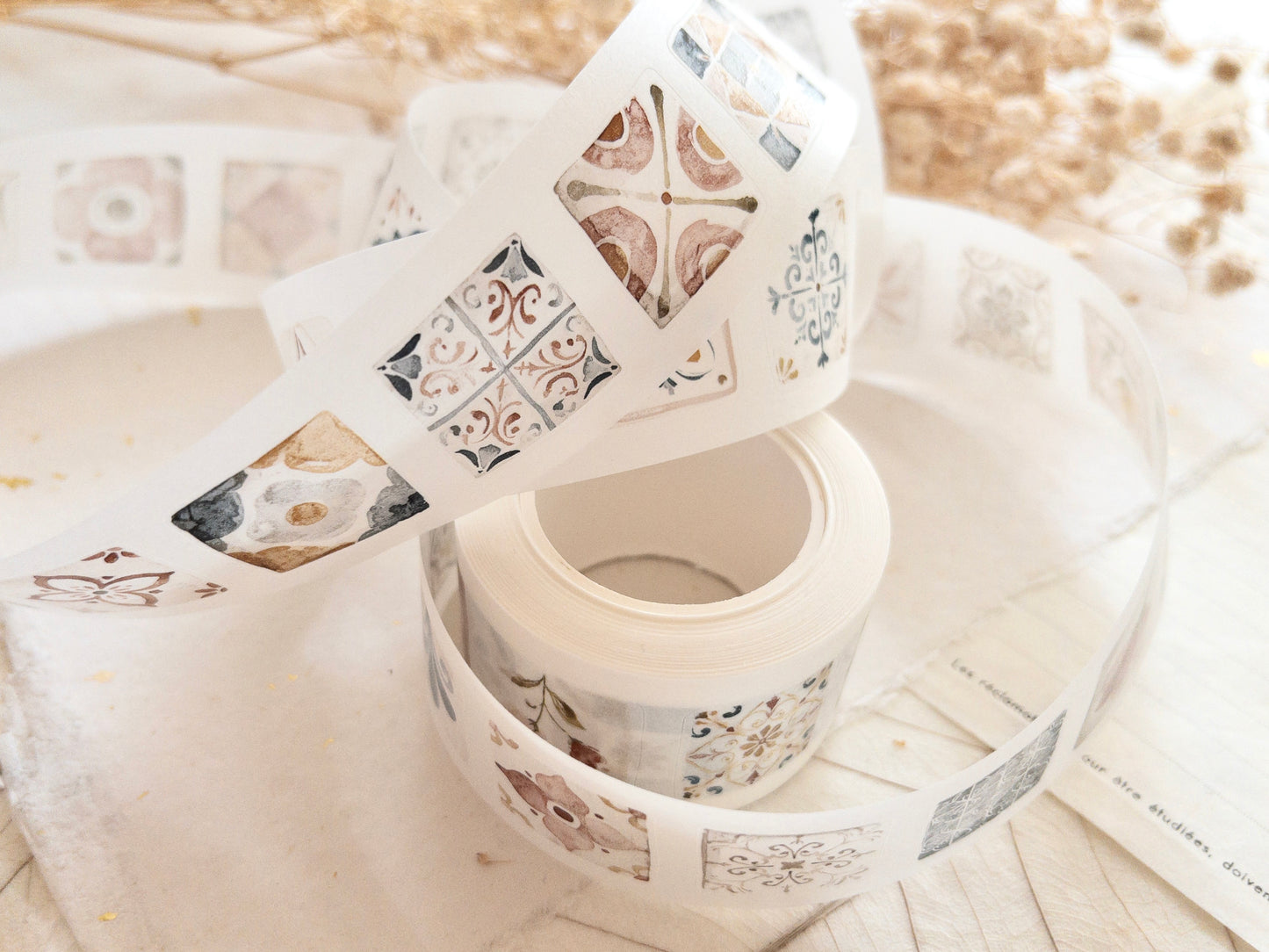 Pre-cut washi tape with backing paper: Little tiles