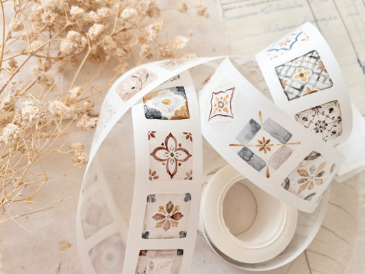 Pre-cut washi tape with backing paper: Little tiles