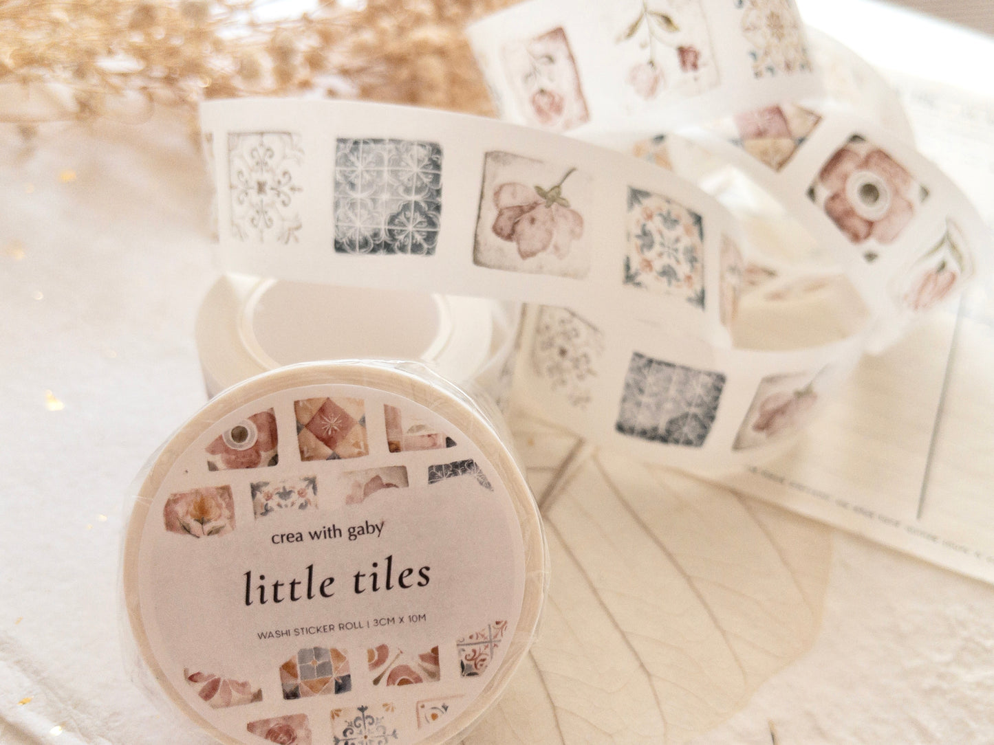 Pre-cut washi tape with backing paper: Little tiles