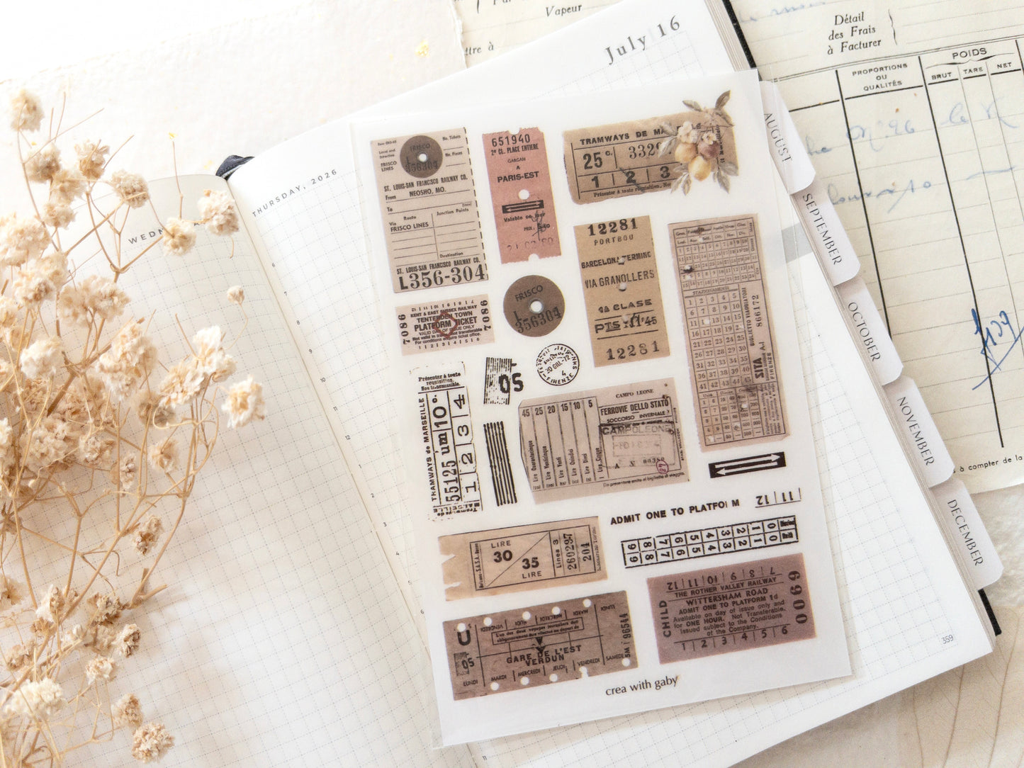 Transfer stickers: Summer escapade (Vintage tickets)