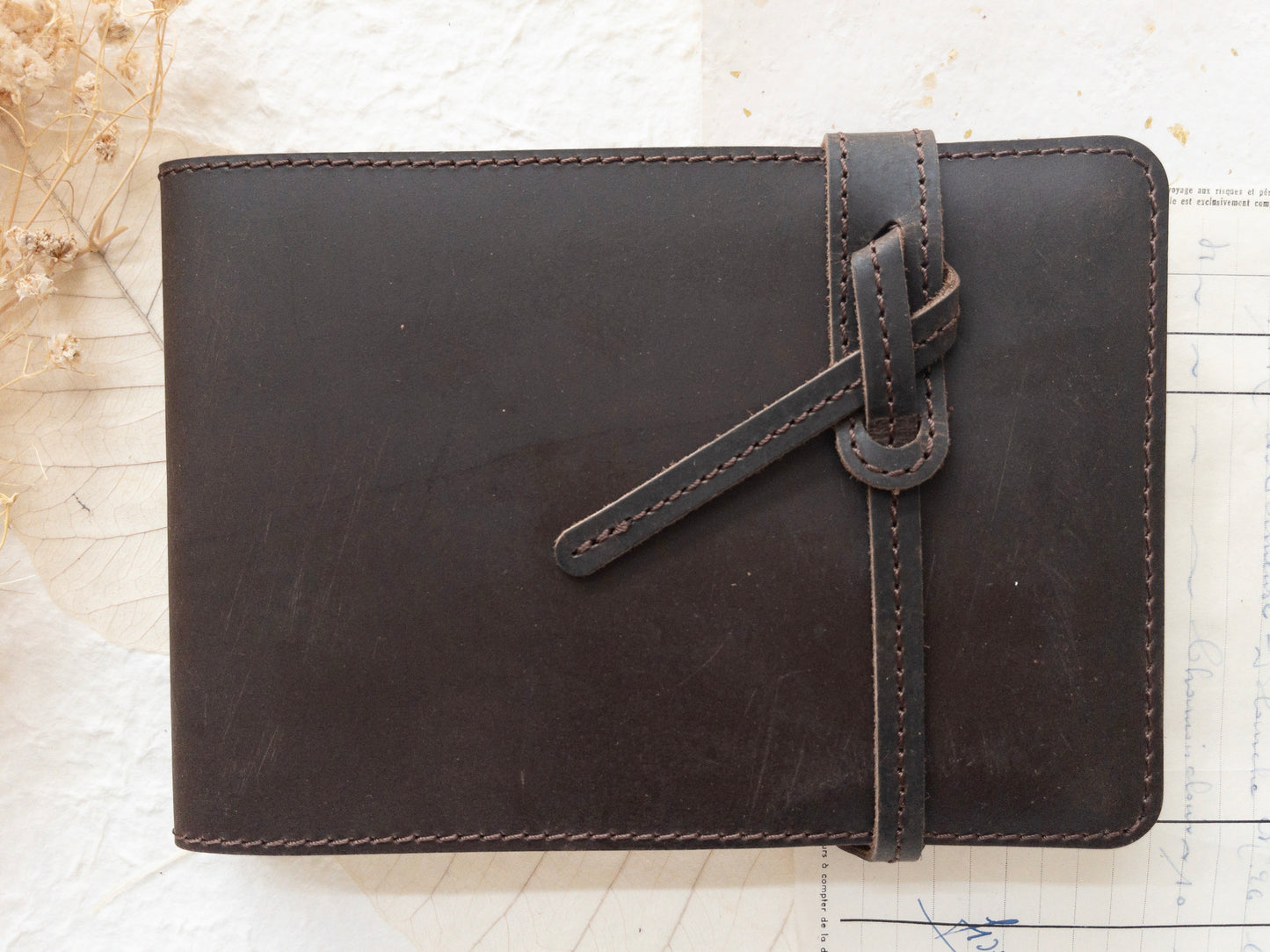 Leather cover with handmade paper insert