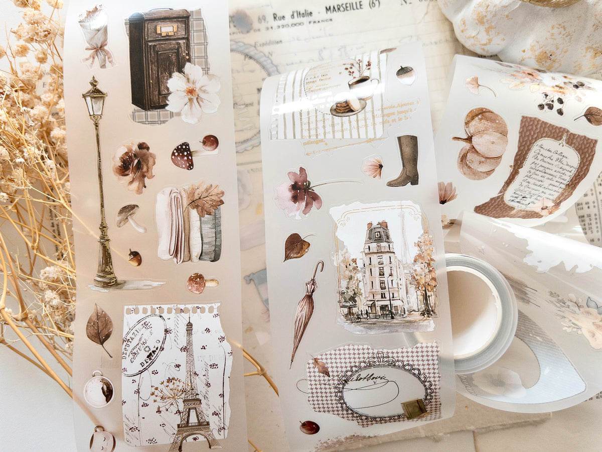 Foiled pre-cut PET tape: Bonjour l'automne