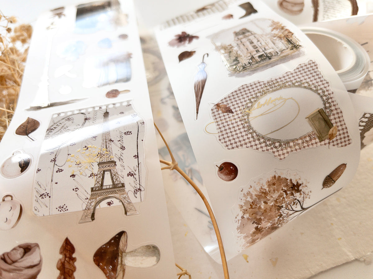Foiled pre-cut PET tape: Bonjour l'automne