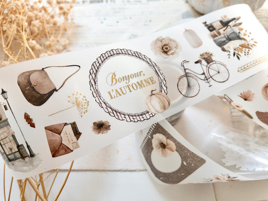 Foiled pre-cut PET tape: Bonjour l'automne