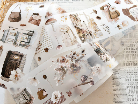 Foiled pre-cut PET tape: Bonjour l'automne