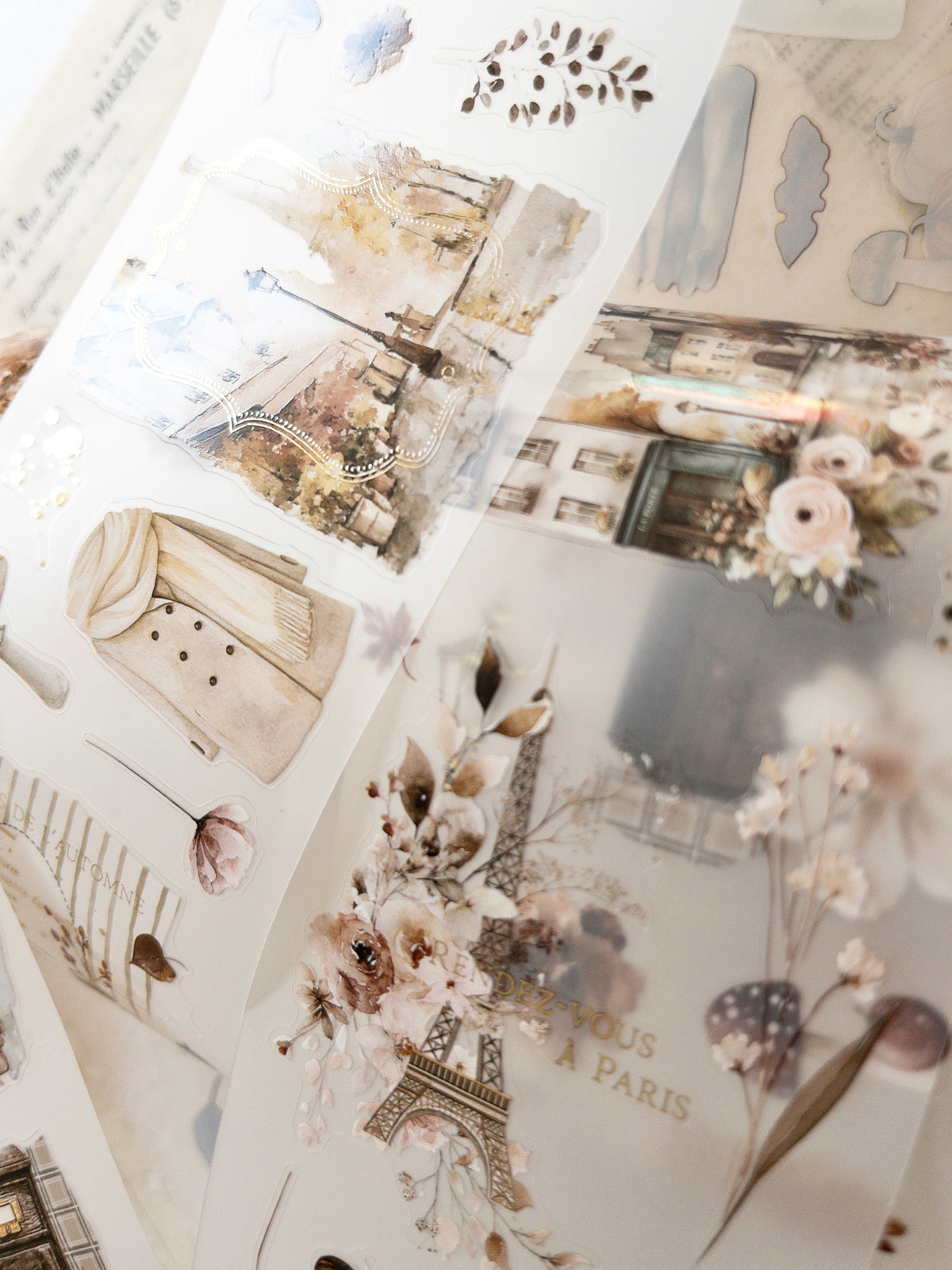 Foiled pre-cut PET tape: Bonjour l'automne