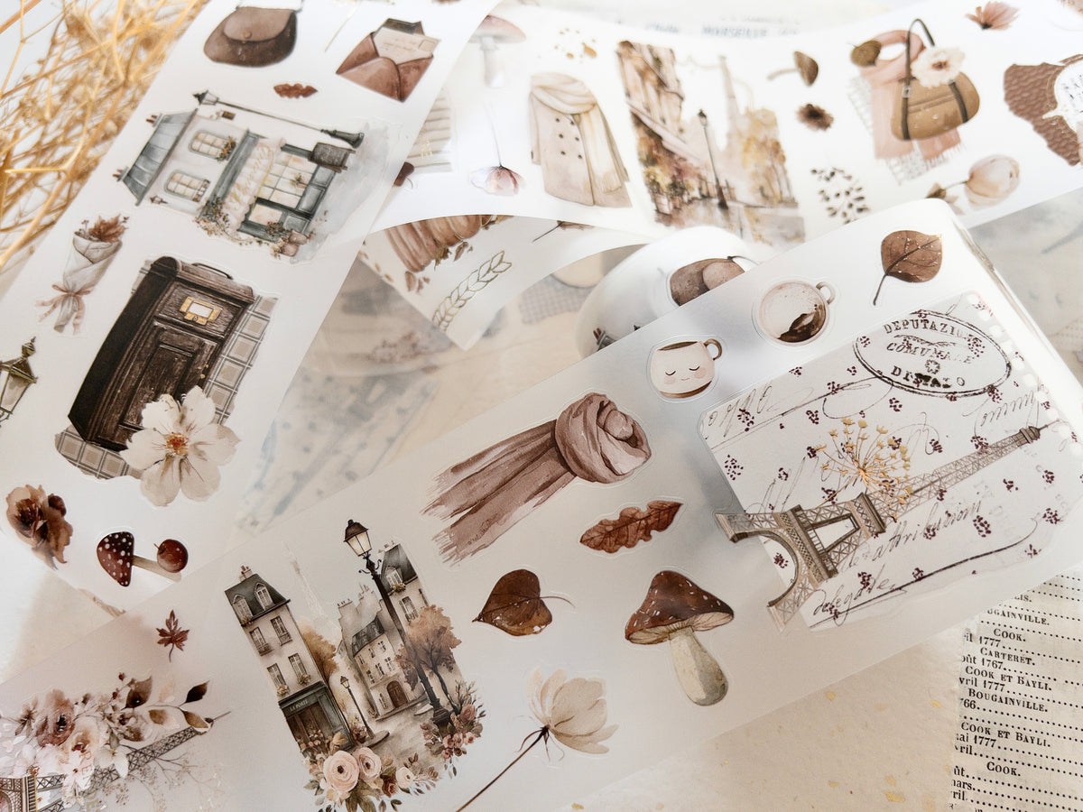 Foiled pre-cut PET tape: Bonjour l'automne