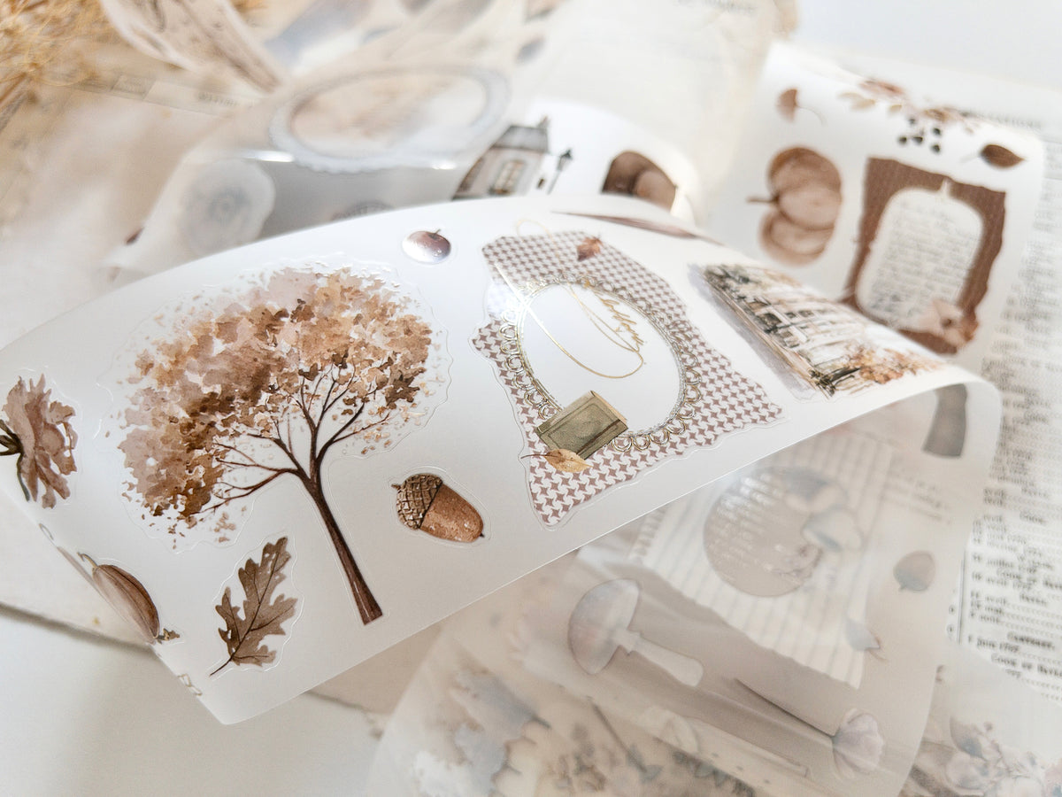 Foiled pre-cut PET tape: Bonjour l'automne