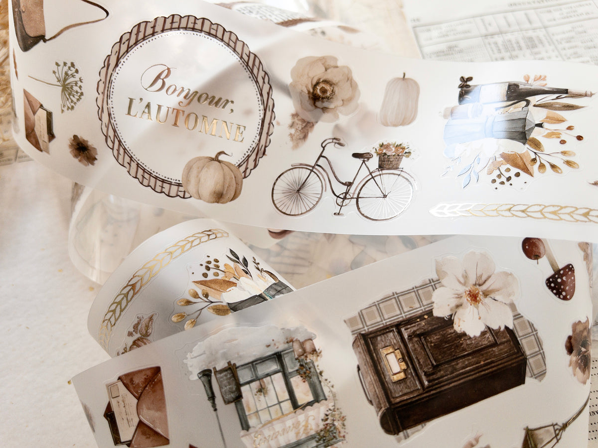 Foiled pre-cut PET tape: Bonjour l'automne