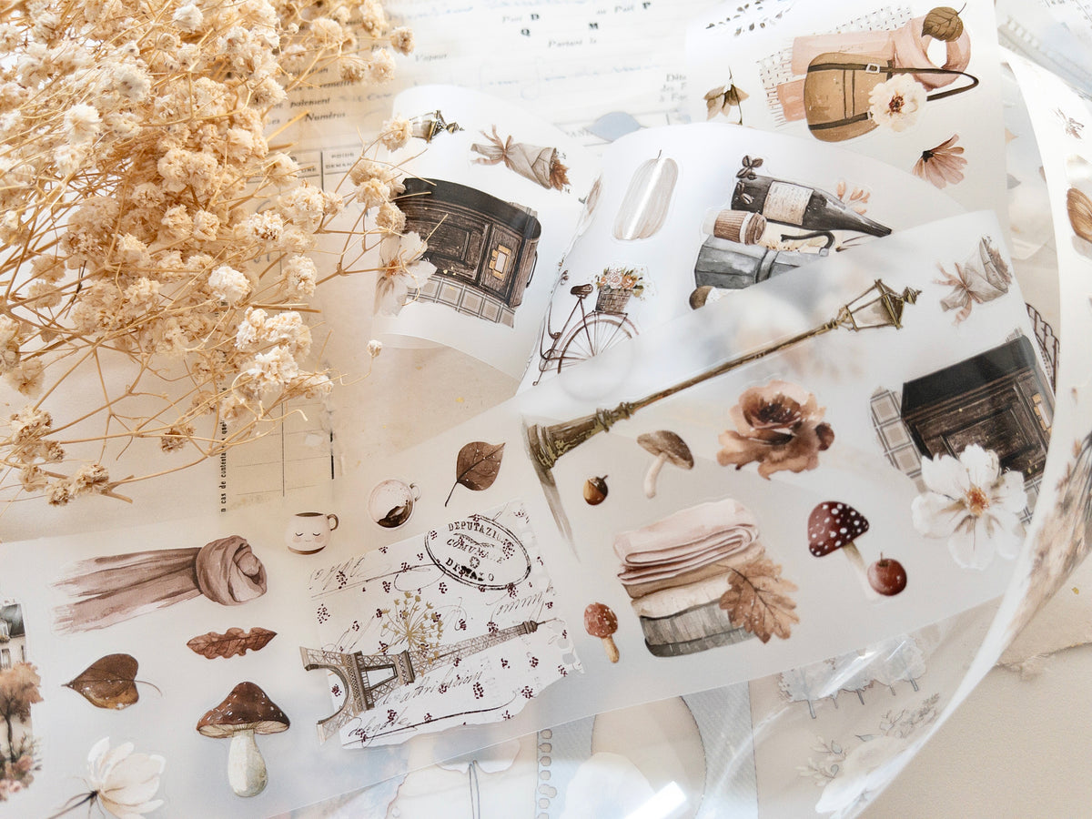 Foiled pre-cut PET tape: Bonjour l'automne