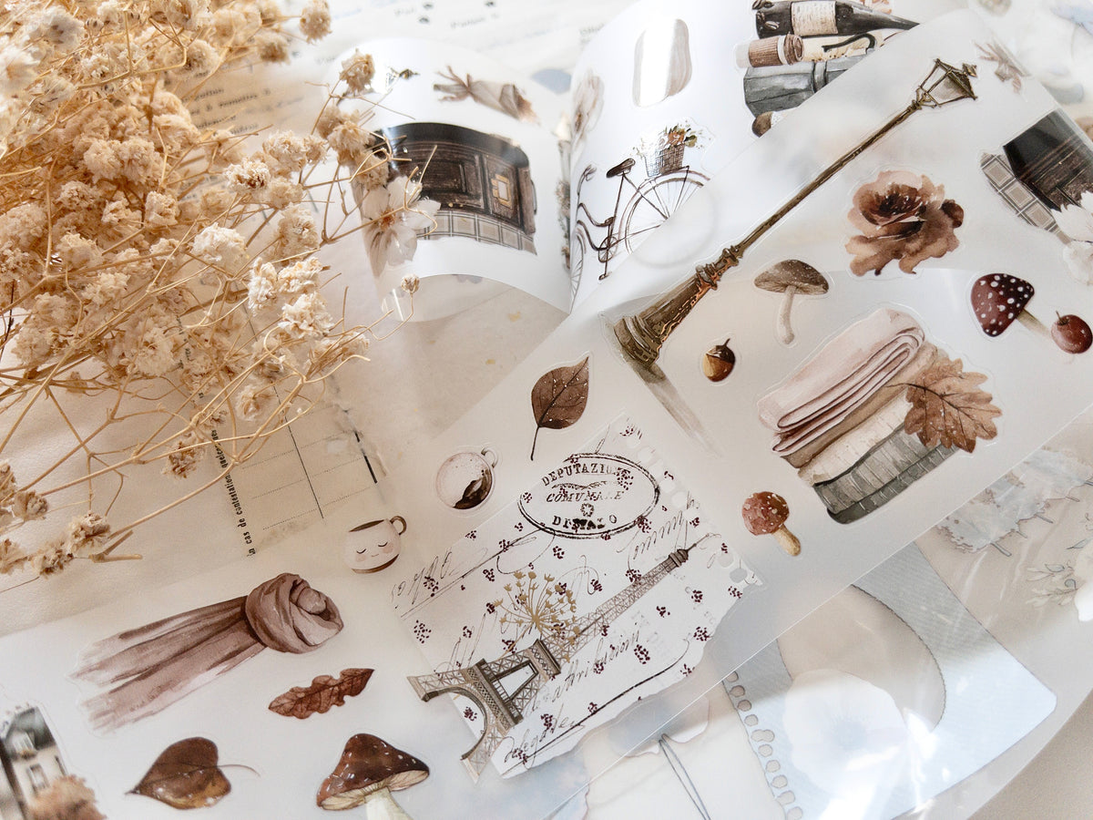 Foiled pre-cut PET tape: Bonjour l'automne