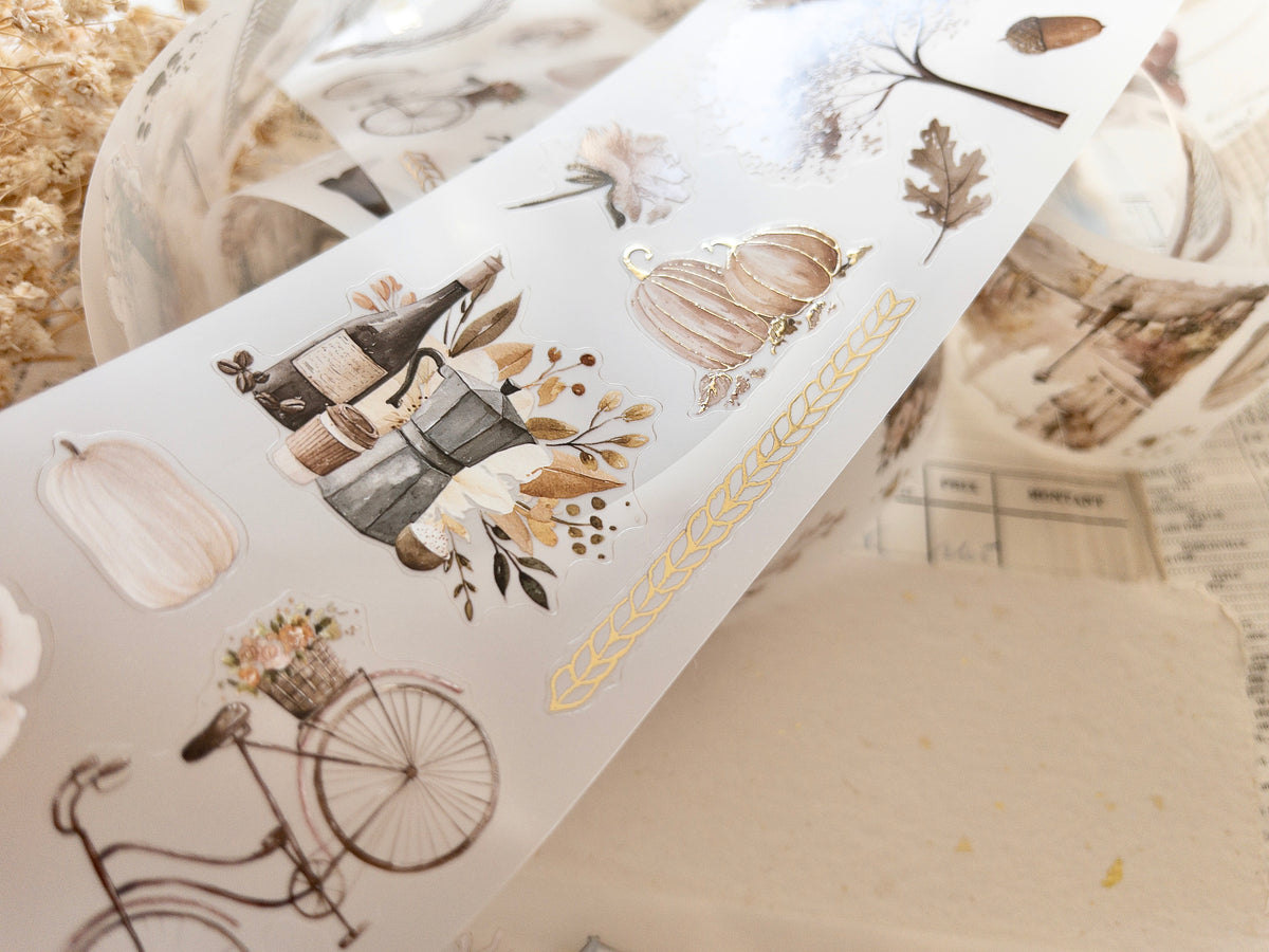 Foiled pre-cut PET tape: Bonjour l'automne
