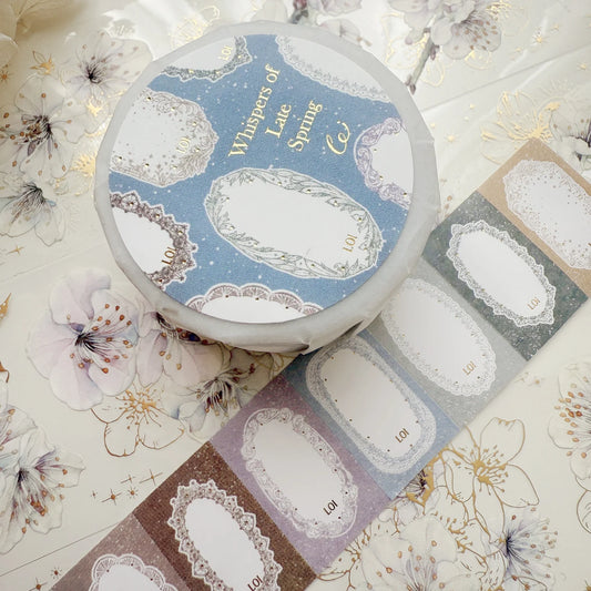 Loidesign "whispers of late spring - Lace frame " foil Label Sticker (32 sticker loop)