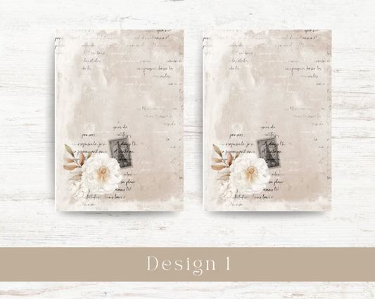 A4 journaling printable. Floral pattern for journaling, crafts and penpaling. White blooms collection