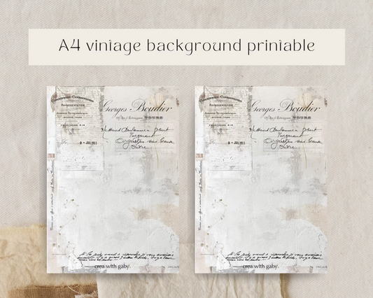 Vintage printable design for journaling, decorations, and scrapbooking. Digital download, A4 PNG