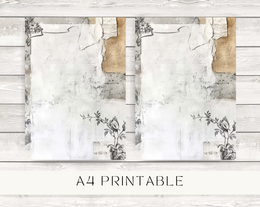 Vintage printable design for journaling, decorations, and scrapbooking. Digital download, A4 PNG