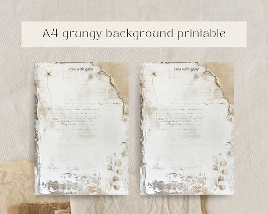 Grungy printable background for journaling, decorations, and scrapbooking. Digital download, A4 PNG