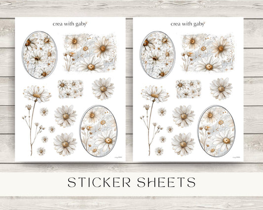 Floral daisy stickers (041)