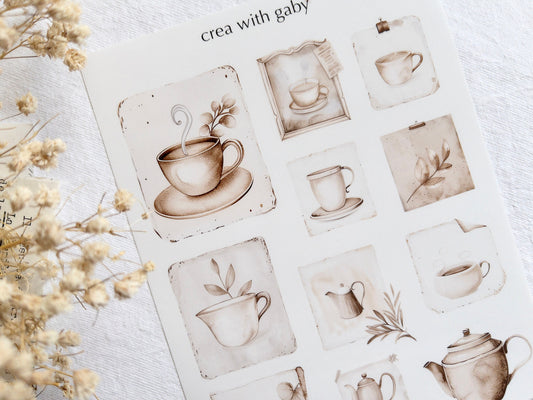 Tea coffee boho deco stickers (042)