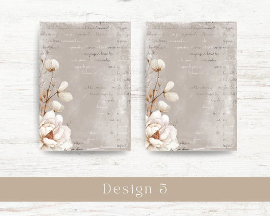 A4 background printable. Floral pattern paper: White blooms collection