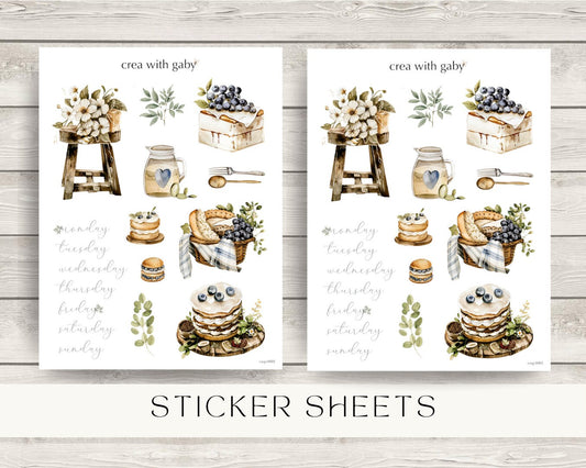 Outdoor stickers, summer picnic, deco stickers for bullet journaling & planner deco (038)