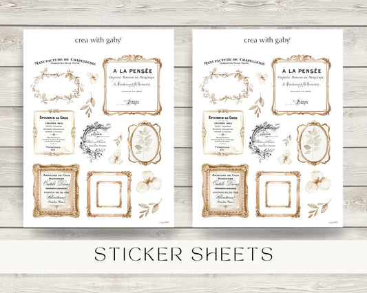Vintage floral frame stickers (044)
