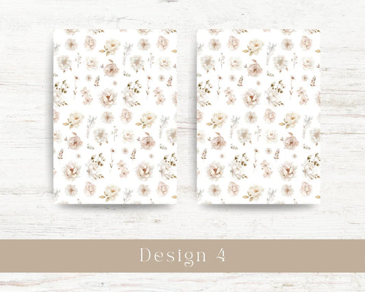 A4 background printable. Floral pattern: White blooms collection